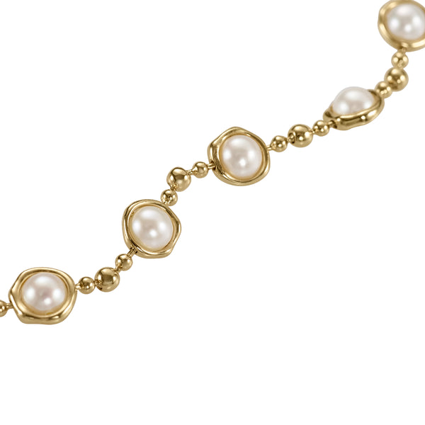 Celestial Pearl & Gold Bead Toggle Necklace – ARTEMER