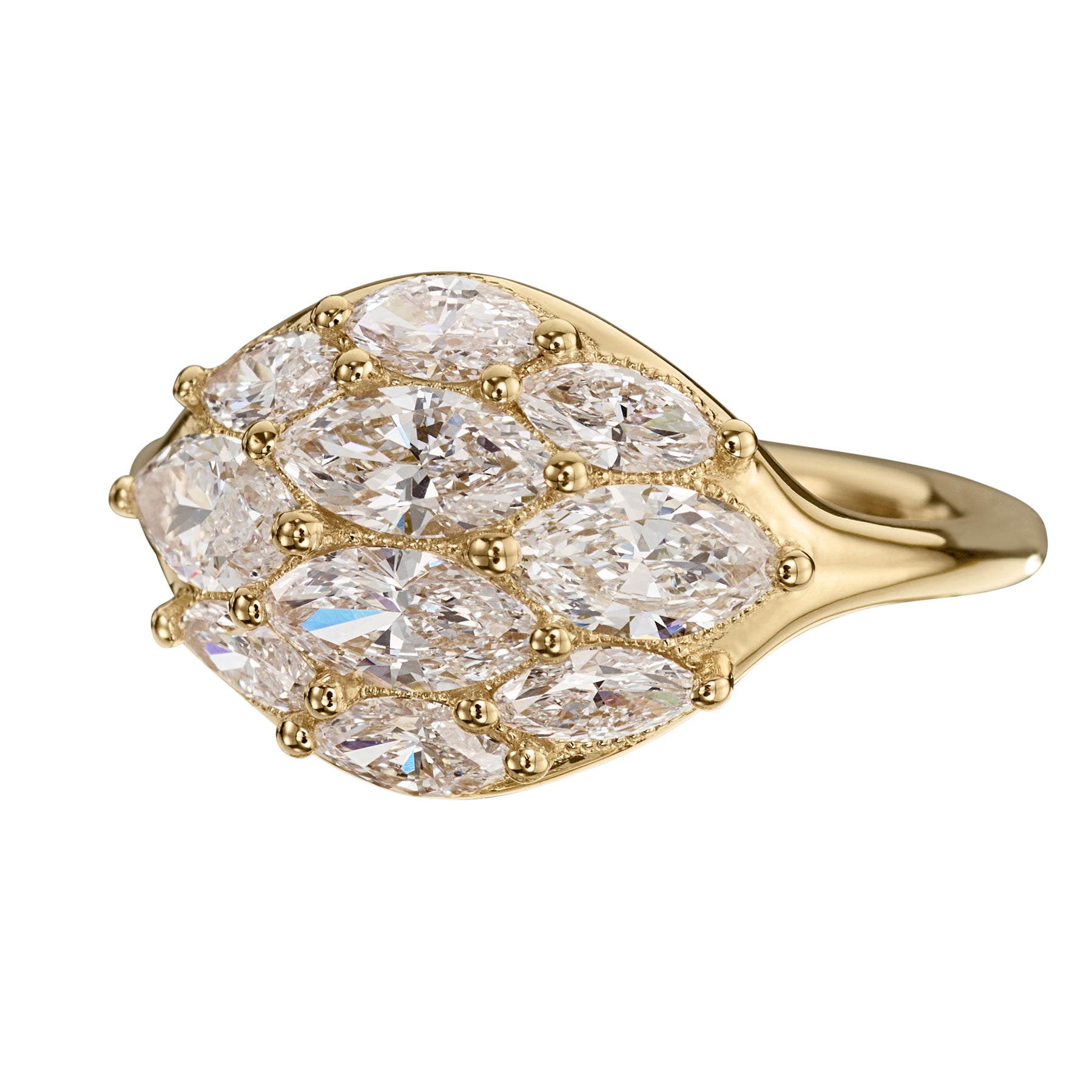 Dome-Marquise-Diamond-Gold-Engagement-Statement-Ring-CLOSEUP