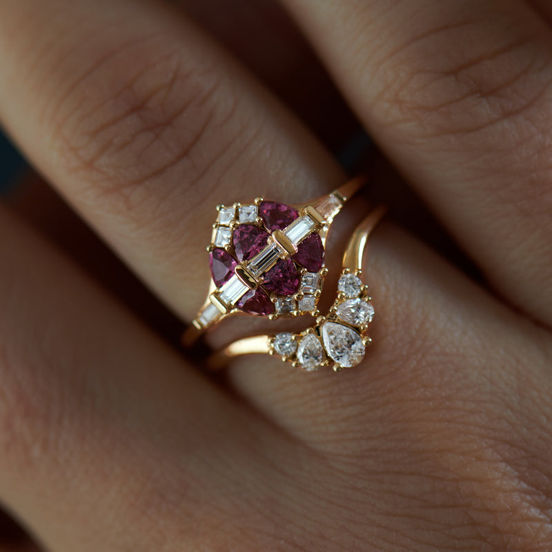 Garnet and Diamond Cluster Engagement Ring