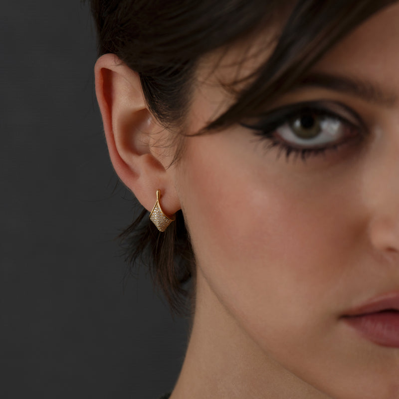 Gold-and-Diamond-Pave-Modern-Huggie-Earrings-Side-Model