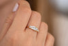 Aquamarine Engagement Ring with Gradient Diamonds on hand up close alternate view 