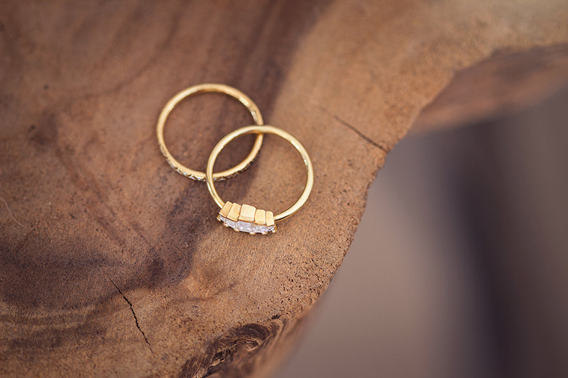 Art Deco Engagement Ring Set with Baguette Cut Diamonds Top View
