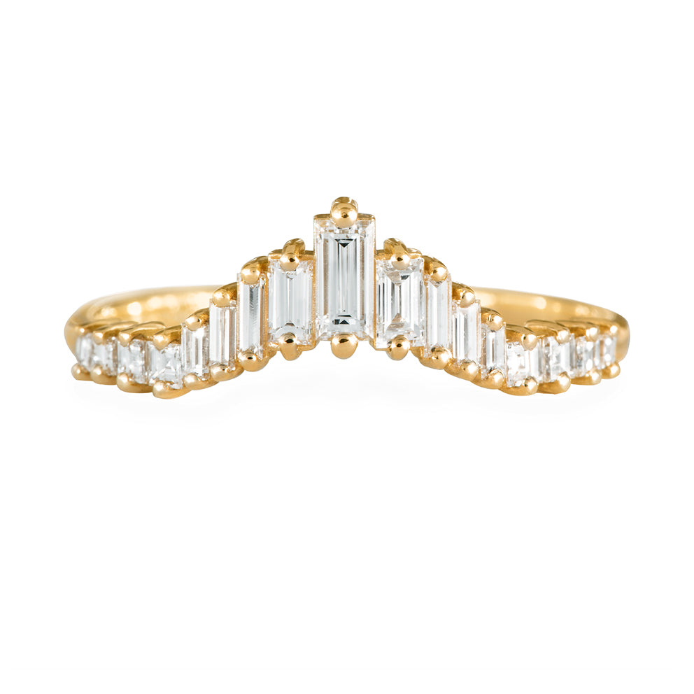 Art Deco Wedding Ring - Tapered Baguette Diamond Ring Front View