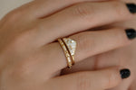 Art Deco Wedding Ring Set Side Angle Detail View on Hand 