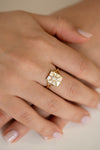 Baguette Cut Engagement Ring - Baguette Temple Ring on Hand Looking Down Front Shot 