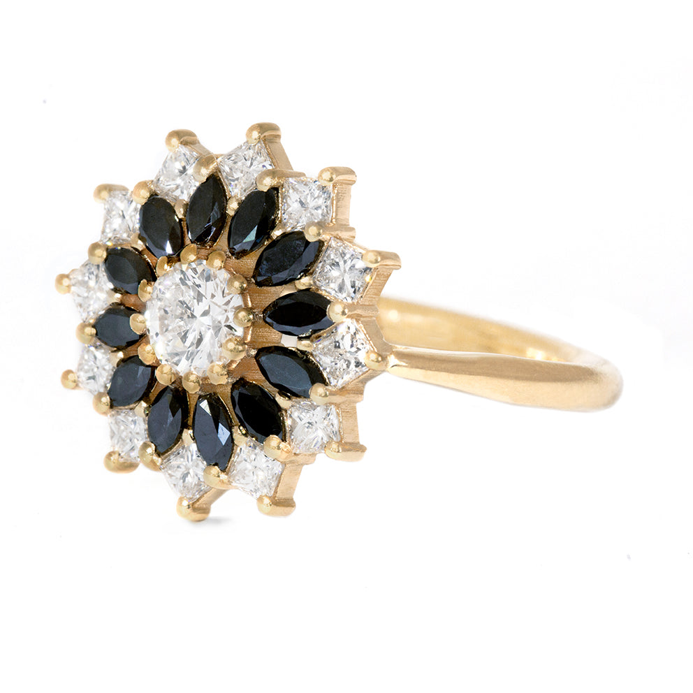 Black and White Diamond Engagement Ring