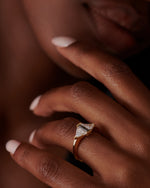 Compass-Trillion-and-Salt-_-Pepper-Baguette-Diamond-Engagement-Ring-on-finger