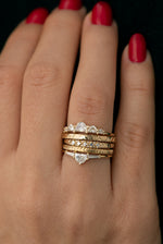 Unique Half Moon Diamond Engagement Ring Set of Five