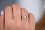 Deco Engagement Ring with Purple and Lilac Sapphires on Hand front view