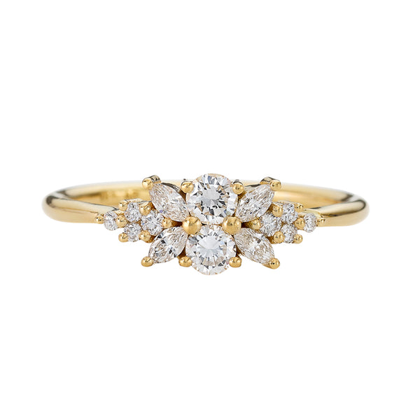 Engagement Ring with a Cluster of Diamonds Small Flora Ring