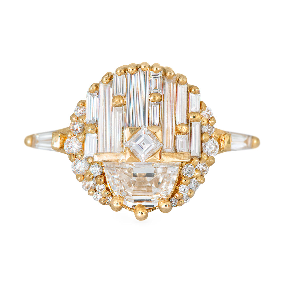 Engagement Ring with Half Moon Diamond - The Aztec Temple Ring
