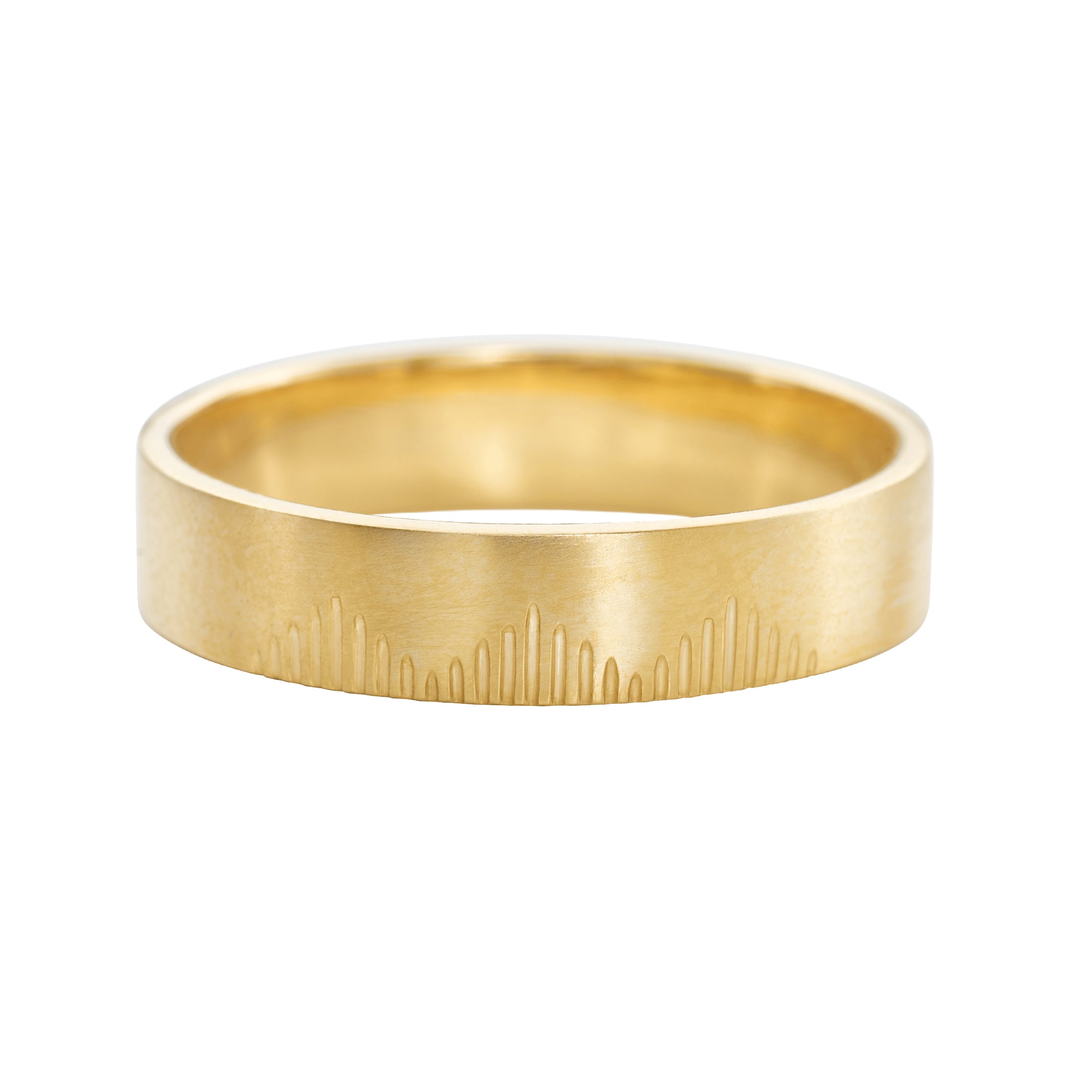 Golden-Wedding-Band-with-Linear-Mountains-CLOSEUP