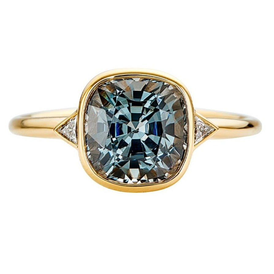 Gray-Spinel-Engagement-Ring-with-a-Golden-Zigzag-Setting-OOAK-closeup
