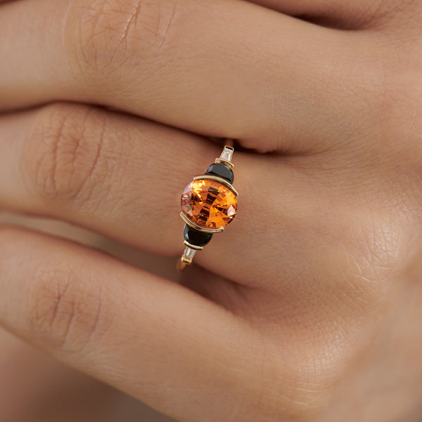 Eragem Spessartine Garnet Ring Rose Gold Ring Orange Spessartite