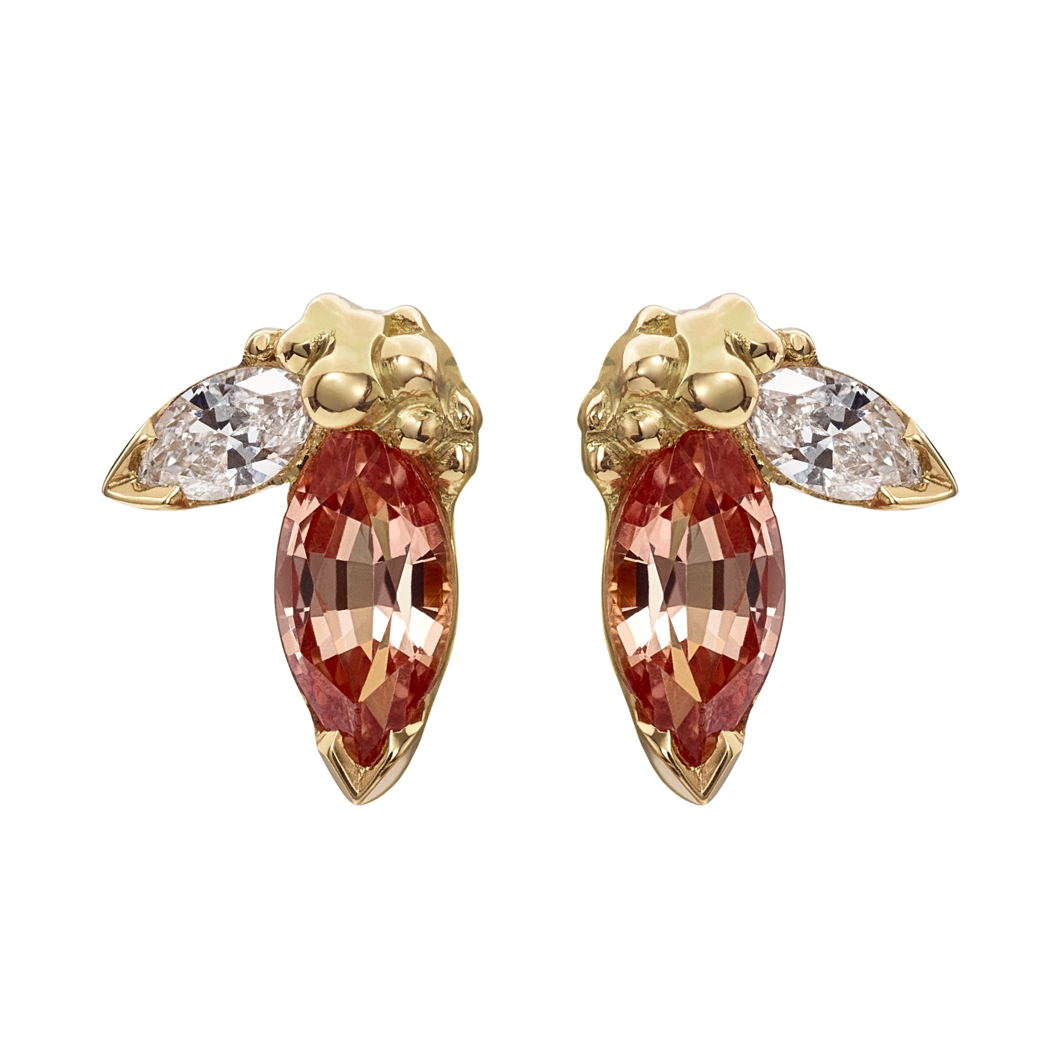 Little-Sprout-Diamond-_-Padparadscha-Sapphire-Earrings-CLOSEUP