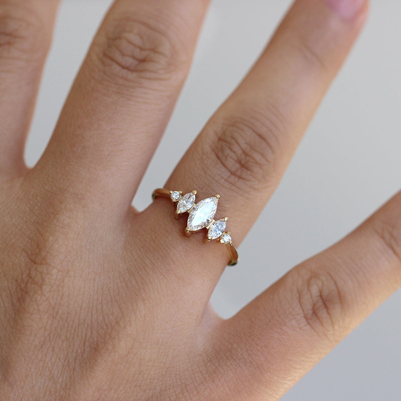 Marquise Diamond Engagement Ring On Finger