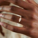OOAK Stream Long Marquise Diamond & Gold Engagement Ring