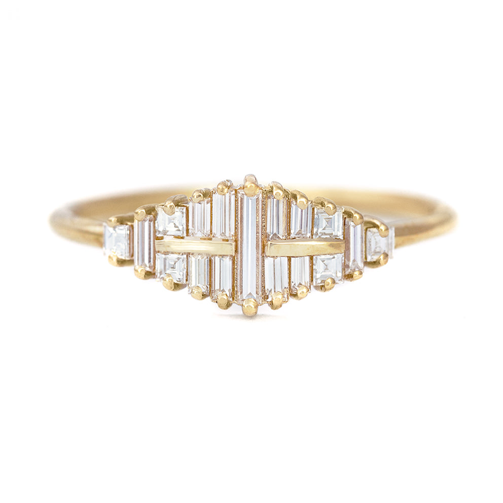 OOAK Baguette Cut Cluster Diamond Ring - Unique Engagement Ring