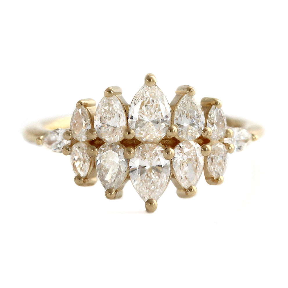 Pear Diamond Cluster Ring