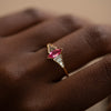 Pink-Spinel-Engagement-Ring-with-a-Dainty-Diamond-Lineup-side-shot-in-set