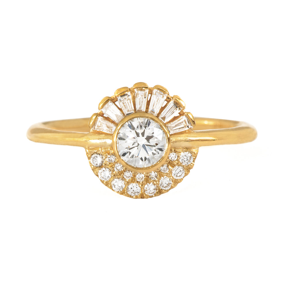 Round Diamond Cluster Engagement Ring Front View