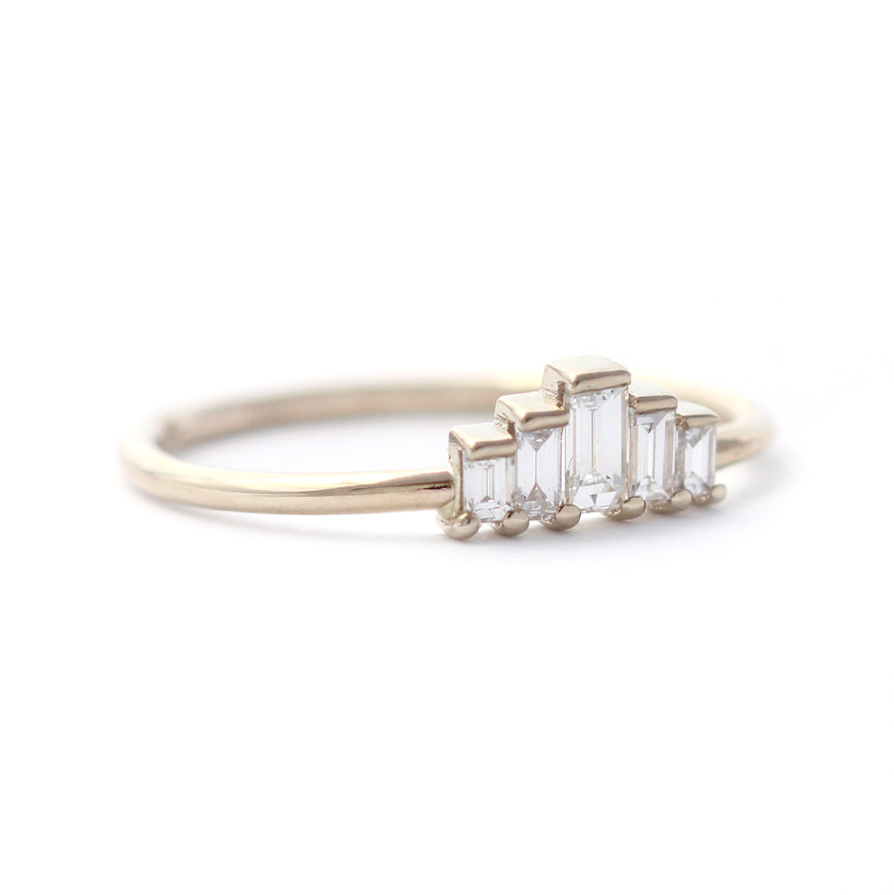 side view of Five Baguette Diamonds Engagement Ring