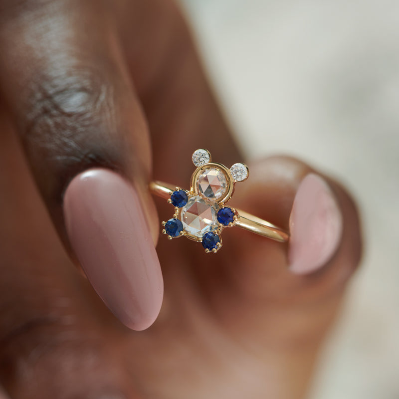 Teddy-Bear-Rose-Cut-Diamond-_-Blue-Sapphire-Ring-artemer