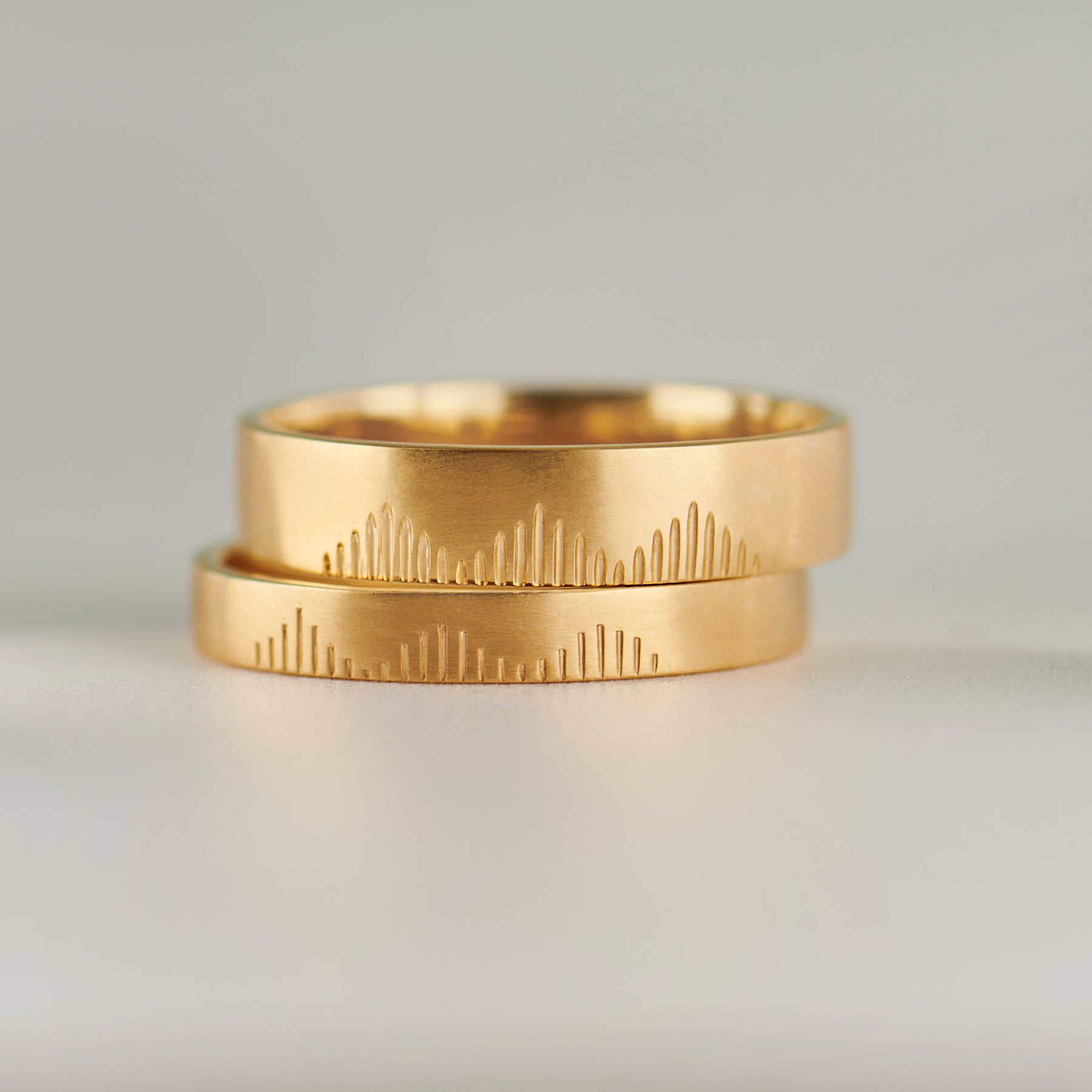 The-Mountain-Climbers-Gold-Wedding-Band-Set-closeup