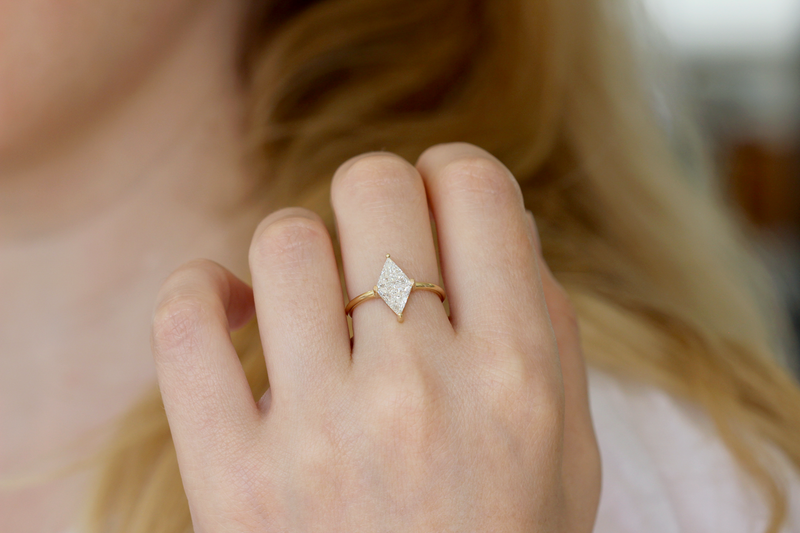 Geometrical Engagement Ring on hand