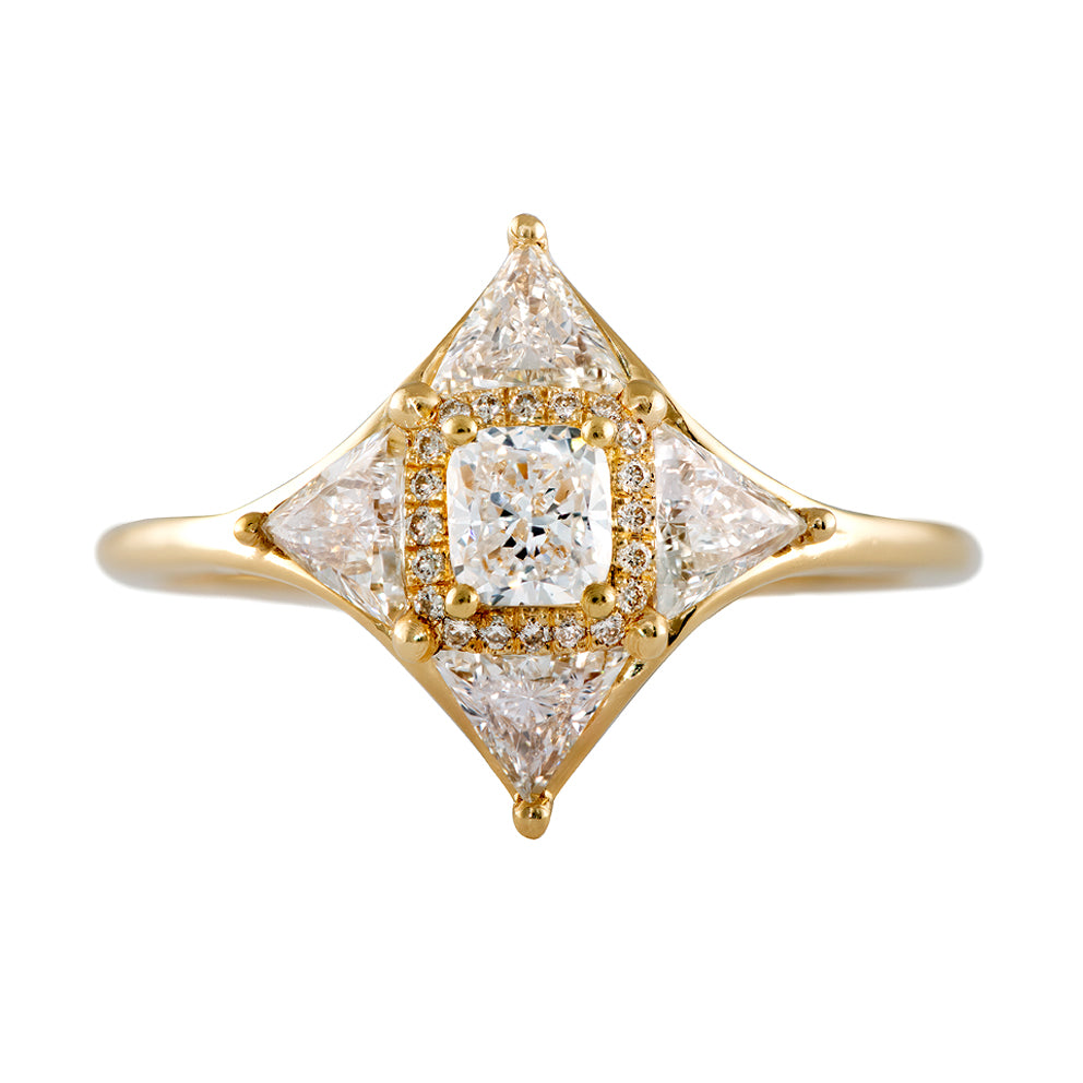 Vintage Style Triangle Diamond Star Ring