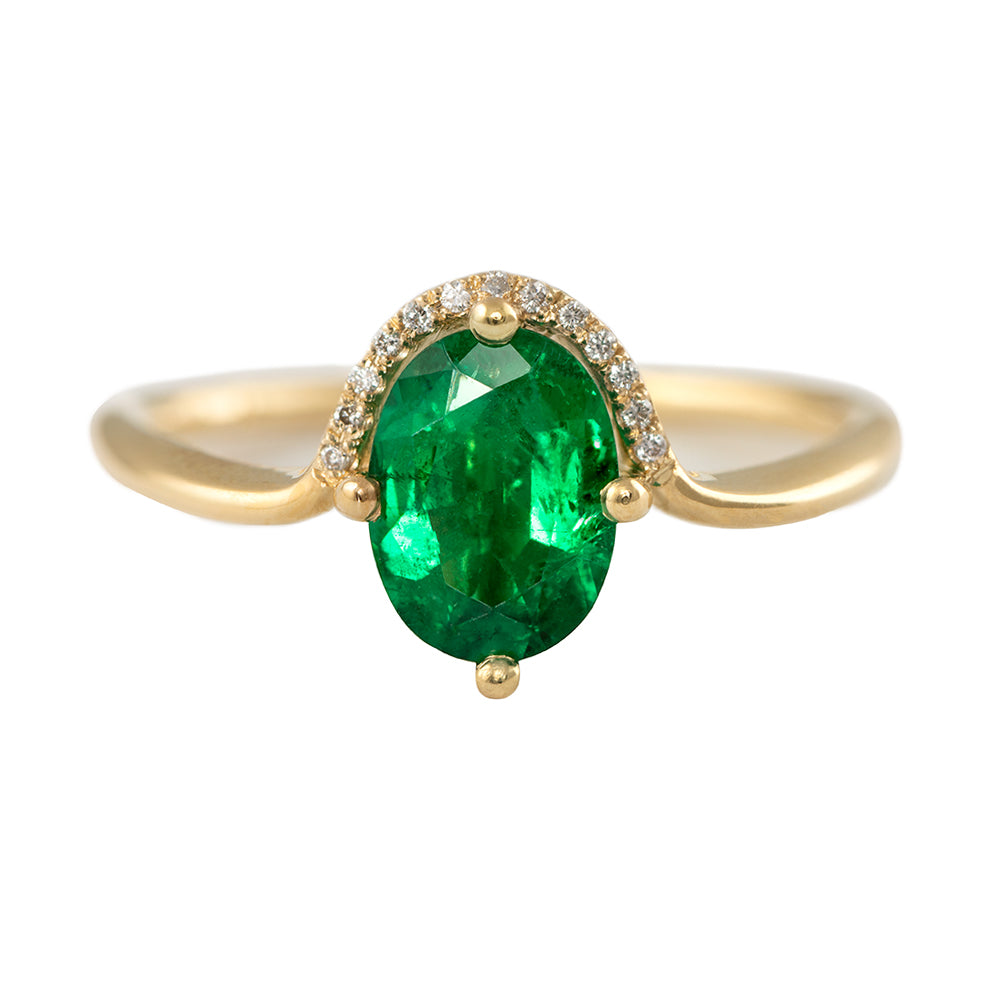 Floating Oval-Cut Emerald engagement ring
