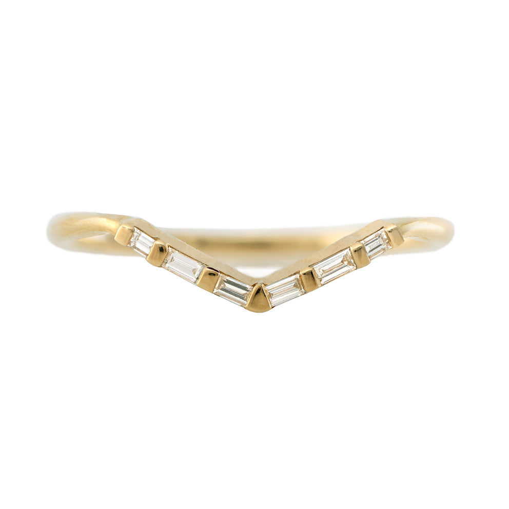 Chevron Wedding Ring with Baguette Diamonds - V Baguette Ring