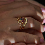 Ladybug Red Garnet & Black Diamond Ring