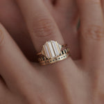 Apis Striped Black Diamond Matte Gold Half Eternity Ring