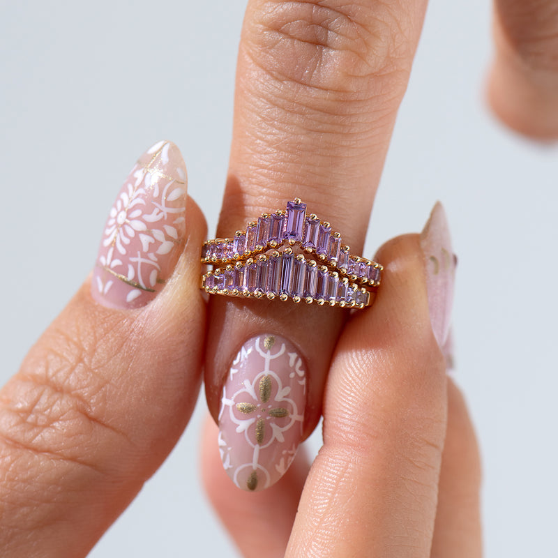 Art-Deco-Lilac-Baguette-Sapphire-Ring-Set-On-Finger
