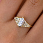 Ready to Ship - Baguette Diamond Ring with Gradient Diamonds and Gold Details (size US 7-8)