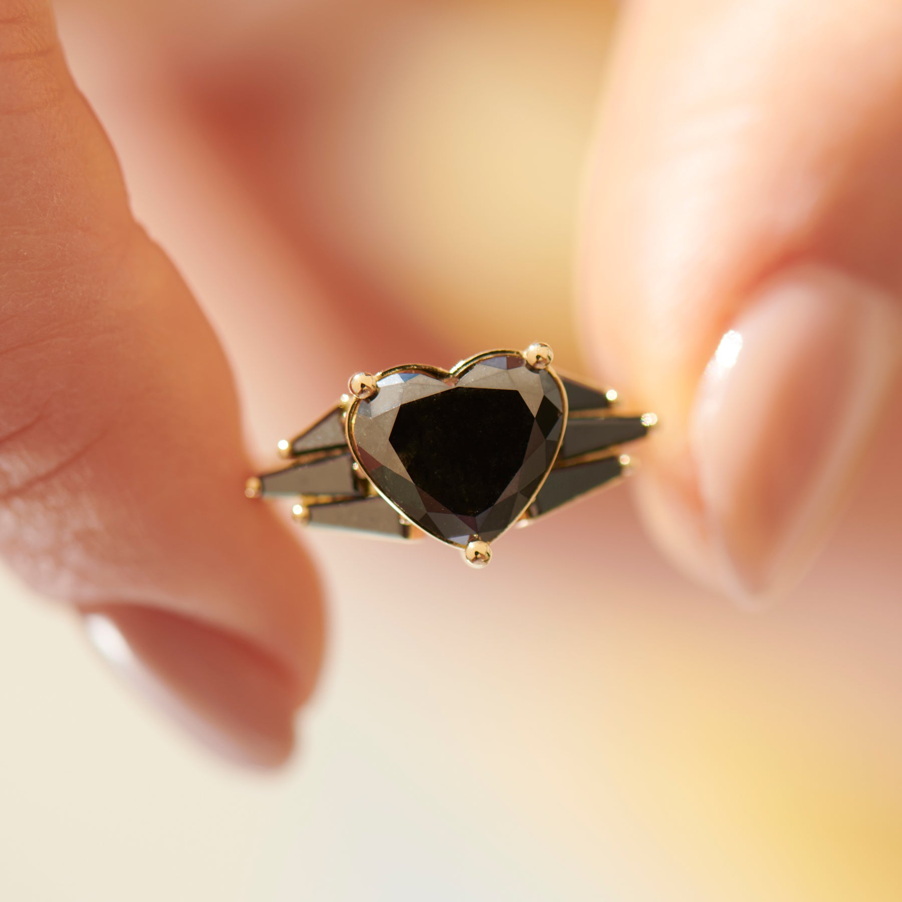 Antique Heart Style Black Onyx & Cubic Zirconia Gemstone Silver Ring  Manufacturer, Antique Heart Style Black Onyx & Cubic Zirconia Gemstone  Silver Ring Exporter, Supplier