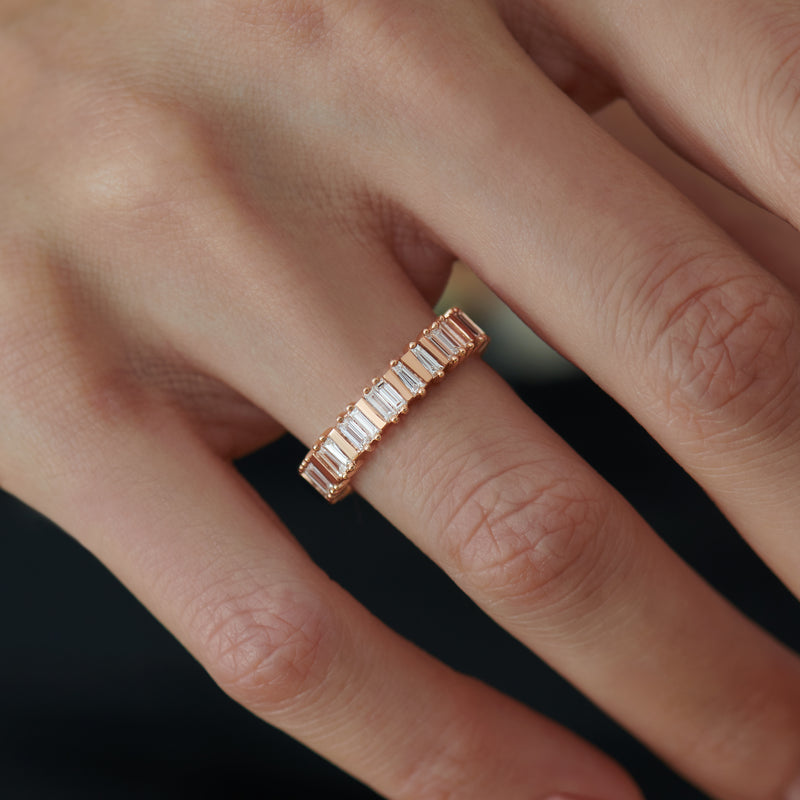 Ready to Ship - Bridge Eternity Band with Baguette and Trapeze Cut Diamonds (size US 5)