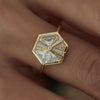 Ready to Ship - Hexagon Engagement Ring with Cluster of Diamonds (size US 6.25)