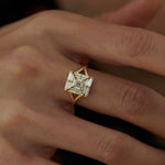 Ready to Ship - Needle Baguette Diamond Temple Engagement Ring (size US 5.5-6.5)