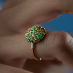 Canopy-Emerald-Pave-Gold-Detail-Statement-Ring-side-shot-finger