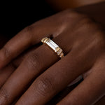 Ready to Ship - Diamond Dune Ring with Top Light Brown Baguettes - OOAK (size US 5.25-6.25)