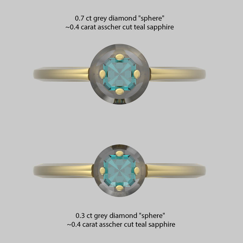 Diamond-Sphere-Ring-with-Asscher-Cut-Teal-Sapphire-OOAK-LIST