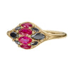 Ready to Ship -Dome Marquise Ruby & Black Diamond Ring (size US 4-8)