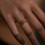 Dome-Marquise-Ruby-Black-Diamond-Ring-on-finger-side-shot