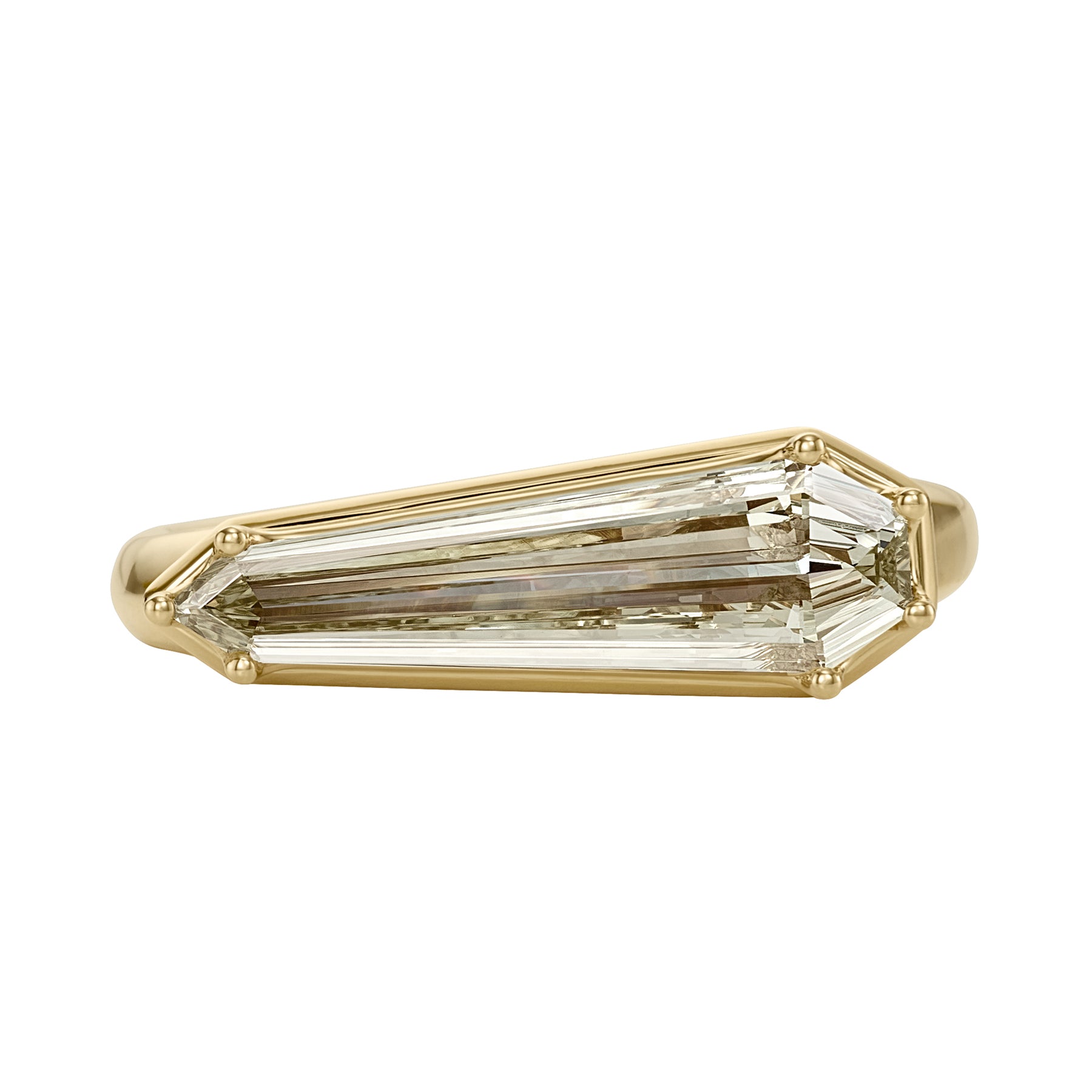 Elongated-Shield-Cut-Diamond-Solitaire-Ring-with-PaveDetailing-Packshot-Front