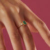 Ready to Ship - Emerald Engagement Ring with A Small Diamond - Asymmetric Emerald Ring (size US 4-8)