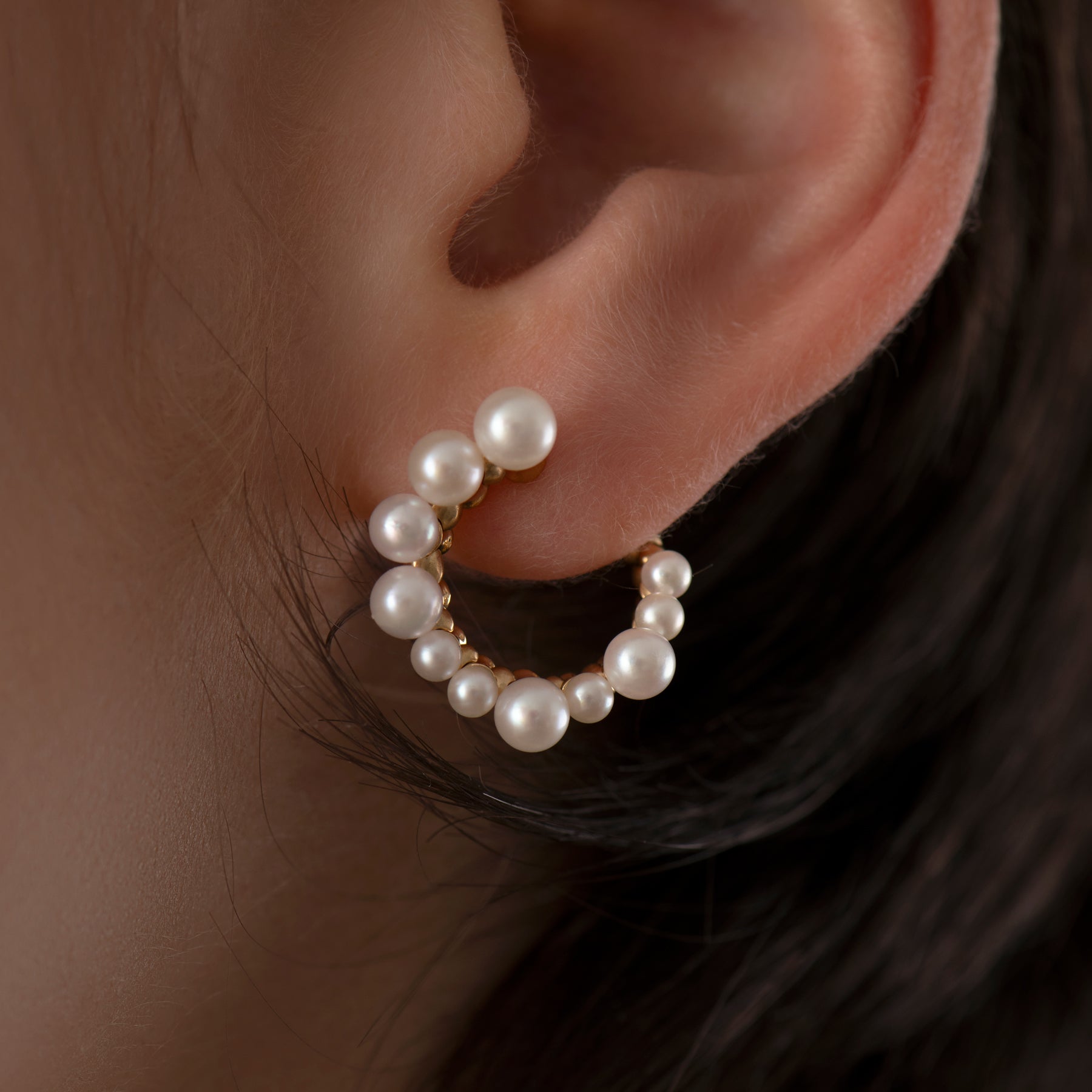 Freshwater Pearl Spiral Hoop Earrings