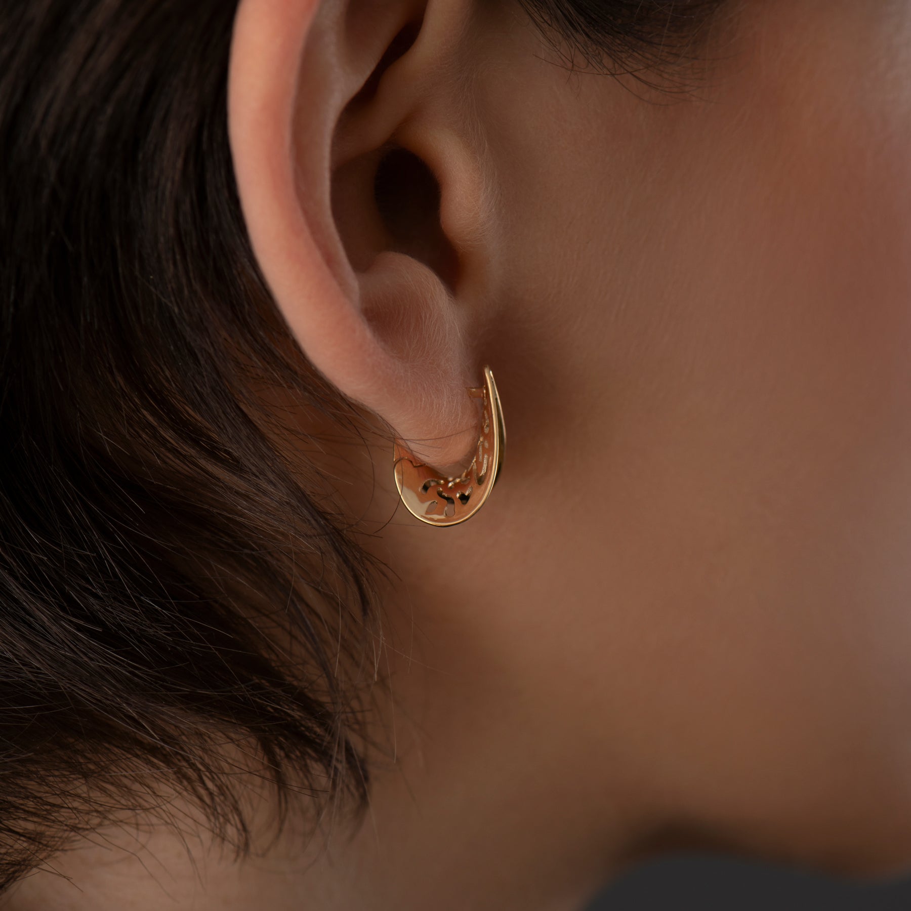 18K Champagne Gold Filled 50mm Lace Pattern Round Hoop Earrings – Fashion Hoops For Women
