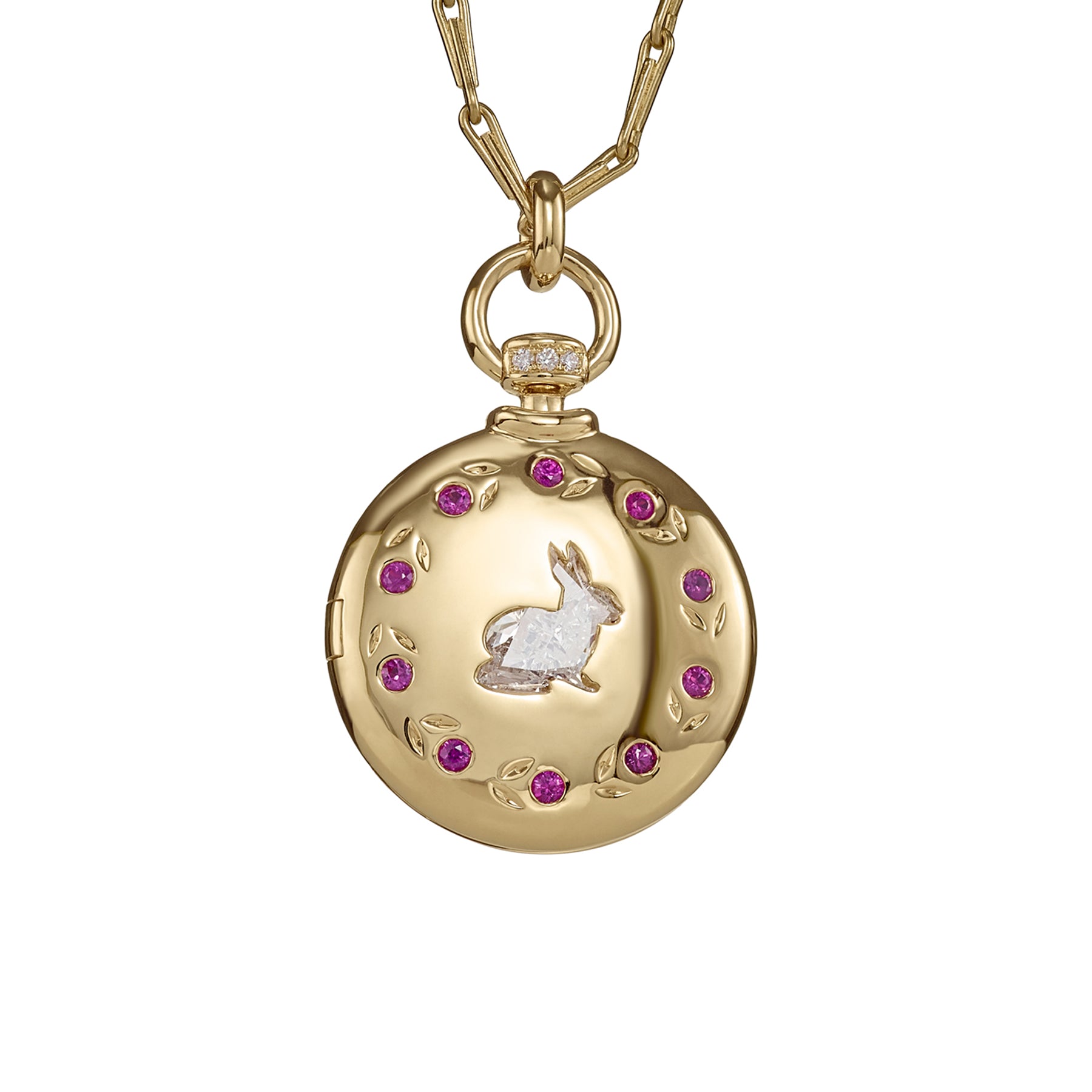 Gold-Locket-Necklace-with-Rabbit-Shaped-Diamond-_-Pink-Sapphire-Florals-Packshot-1